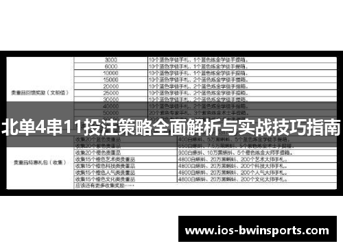 北单4串11投注策略全面解析与实战技巧指南