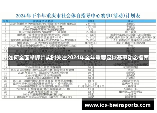如何全面掌握并实时关注2024年全年重要足球赛事动态指南
